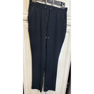 Mango Suit Women's Drawstring Elastic Waist Tapered Trouser Pants Black Size XXS